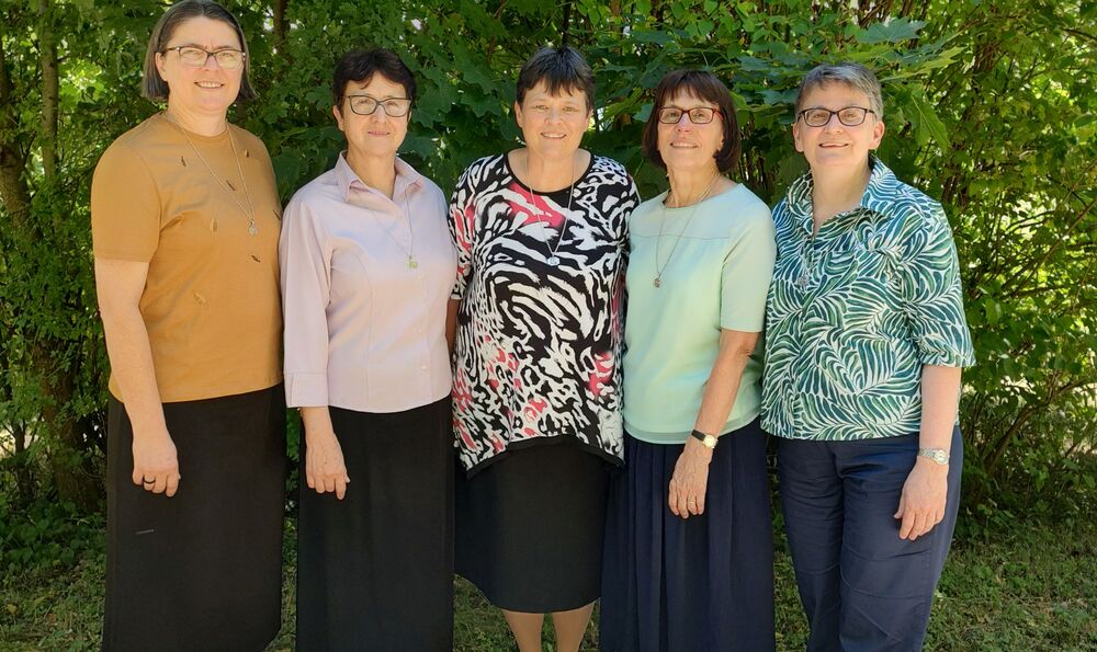 Sr. Ângela Leonete Vandresen, Sr. Clotilde Bonfim, Generalleiterin Sr. Susanne Krendelsberger, Sr. Sieglinde Ruthner, Sr. Karin Weiler 