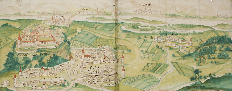Stift Göttweig und sein Umland, Federzeichnung, 1720er-Jahre
