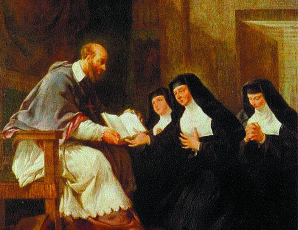 7 ⁄ 13 Weitere Einzelheiten 1610: Franz von Sales übergibt den Schwestern der Heimsuchung Mariens ihre Ordensregeln 7 ⁄ 13 Weitere Einzelheiten 1610: Franz von Sales übergibt den Schwestern der Heimsuchung Mariens ihre Ordensregeln
