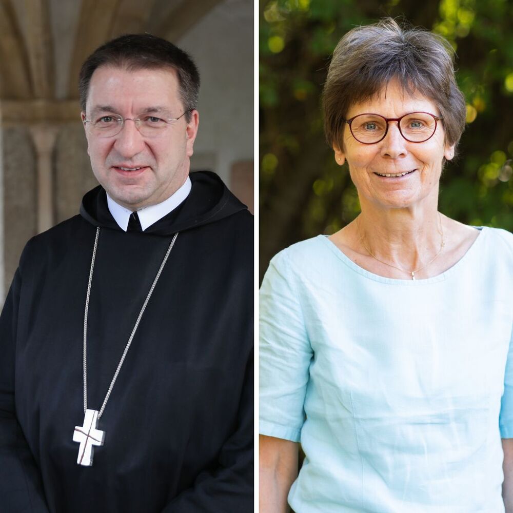 Erzabt Korbinian Birnbacher und Sr. Christine Rod