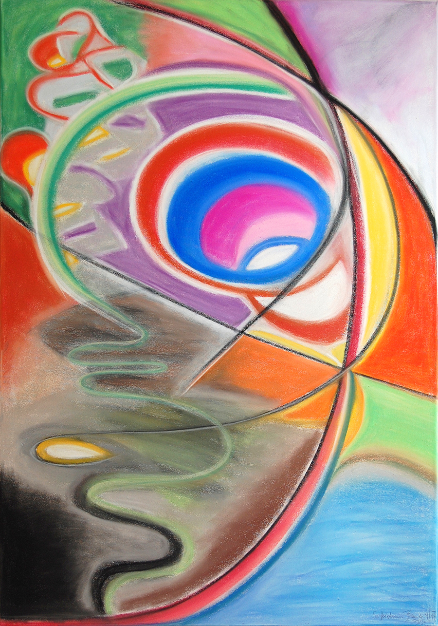 Entlang großer Linien leben (nach Psalm 139), 2017, Pastellkreide auf grundierter Leinwand, 70 x 100 cm