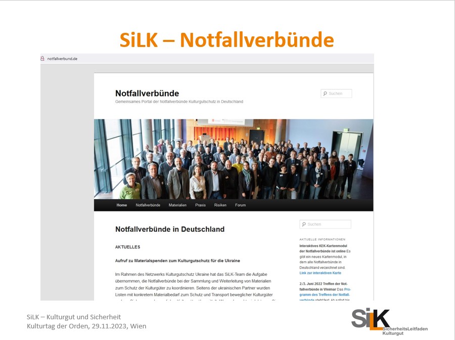 Abb. 14: Website der Notfallverbünde Kulturgutschutz in Deutschland / © SiLK Abb. 14: Website der Notfallverbünde Kulturgutschutz in Deutschland